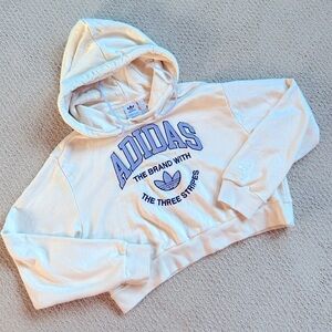 Adidas Cream Hoodie with periwinkle Logo